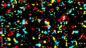 Zoom out Million partical element animation red blue yellow color random faded on the black screen