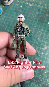 Working in progress of 1/32 US Fighter Pilot. I replaced the head of the original one from Verlinden Production. #pilot #fighterpilot #paintedminiatures #132scale #probuiltmodel #scalemodel #militarymodel #modelkit #usnavy #usaf | Pro Built Model