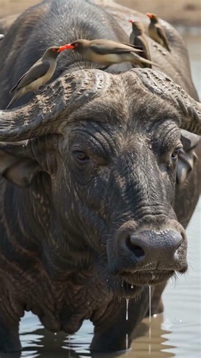 🤯 The Birds Followed the Buffalo Into the Water!