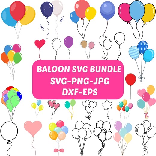 Balloon Outline SVG: Birthday Party Clipart, Cricut Ready (digital Download) - Etsy
