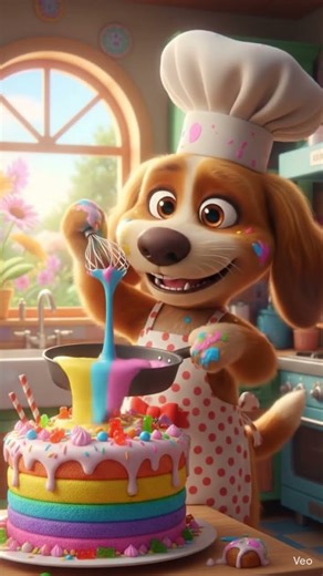 #3d Dog Bakes Funny Cake 🍰🐶 #cartoon #funnyanimal #funny
