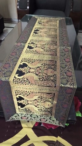 Black Table Runner Vintage Black and Gold Peacock Brocade Coffee Table 16x60 Handmade Boho Runner for Wedding Party Living Room Decor - Etsy
