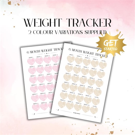 6 Month Weight Tracker Printable A4 A5 | Weight Loss or Gain Chart | Weekly Progress Planner - Etsy