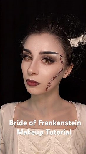 Bride of Frankenstein Tutorial 🧟‍♀️🖤🔩 #brideoffrankenstein #makeuptutorial #makeup #halloween