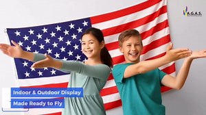 AGAS 12"x18" Sewn American Embroidered Flag - Heavy Duty 200D Nylon - Dense Embroidered Stars Sewn Stripes - Brass Grommets Canvas Header-Made for Outdoors - All Weather American Flags - Premium American Flags