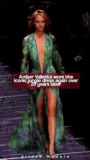 professor of models and chaos on Instagram: "American supermodel Amber Valletta wore the iconic “jungle dress” again, over 25 years after she first debuted it at the Versace Spring/Summer 2000 show. Valletta was 25 when she first wore the dress and she’s now 51. . . . . . . . . . #ambervalletta #fouryoupage #kesfet #kesfetteyim #kesfetteyiz #keşfet #beniöneçıkart #reels #viral #ecse #imnotcool #piesoux #naomicampbell #runway #catwalk #models #versace #fashion #taylorswift #gigihadid #shalomharlo