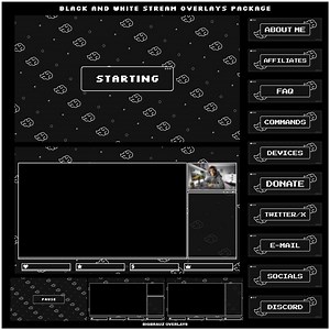 Animated DARK Stream Overlays Package for Twitch, Youtube, OBS, Streamlabs | Dark Black and White Pattern Style. Vertical Stream Overlays - Etsy