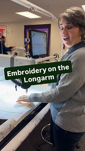 We love quilting on the Amara longarm, and we also love learning new ways to use it for other creative projects! Here, @kimkwilts shares how she embroiders on her longarm, using Pro-Stitcher! ETA: There were a lot of great questions about this! See Kim of Kim Kwilts answers here: https://www.bestquilter.com/product-page/embroidery-on-the-longarm-instructions-using-pro-stitcher-designer | Handi Quilter