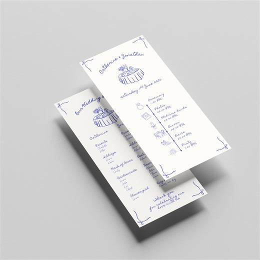 Whimsical Wedding Ceremony Program Template Hand Drawn Program Wedding Day Timeline Order of Service Printable Vintage Editable Italian W07 - Etsy UK