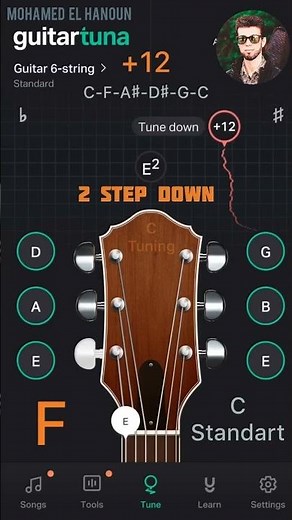C Standard Tuning ( C-F-A♯-D♯-G-C ) - Using GuitarTuna Free
