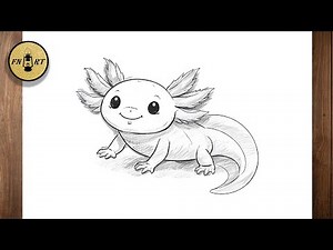 Tutorial on how to draw an axolotl realistic with pencil step by step