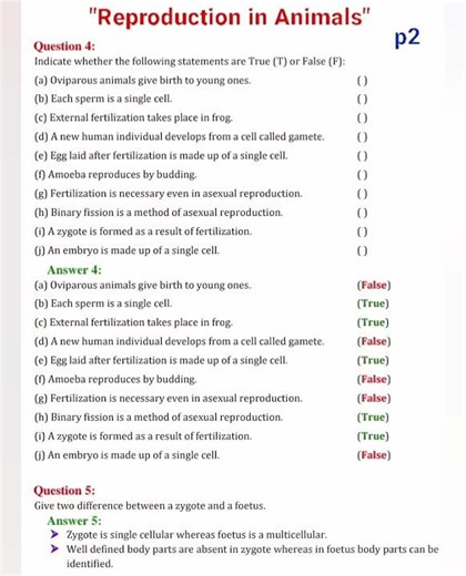 8th Class Science Lesson:- "Reproduction in Animals" Textbook Questions And Answers Jkbose