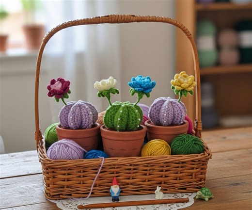 Crochet Flowering Cactus Pattern PDF | Amigurumi Succulent, Potted Plant Decor, Crochet Bouquet Gift | Digital Crochet Pattern - Etsy