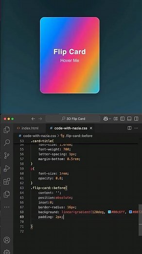 3D css Flip Card Animation Using Only HTML & CSS #coding #frontendcourse #cssanimation