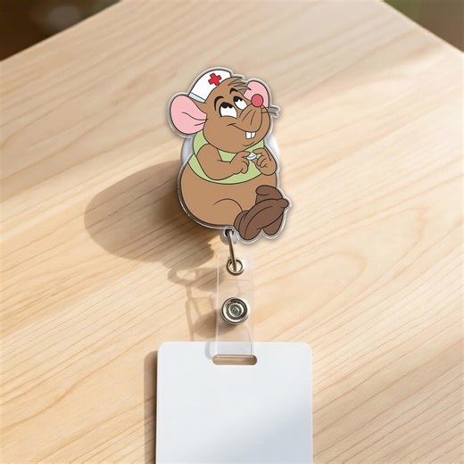 Gus Gus Badge Reel, Cinderella Mouse ID Holder, Cute Disney Badge Reel, Fairy Tale Work ID Reel, Cartoon Mouse Retractable Badge G6HA04-09 - Etsy