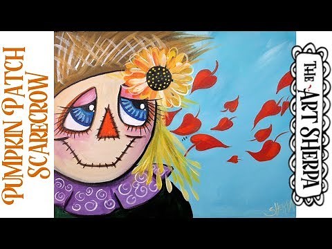 Easy Pumpkin Patch Scarecrow Acrylic painting tutorial step by step Live Streaming | TheArtSherpa