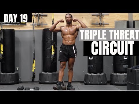 Day 19: Triple Threat Full Body Circuit | STANDING HIIT Workout | Bodyweight, Kettlebell, & Dumbbell