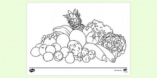 Healthy Eating Fruit and Vegetables Colouring Sheet