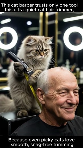“Cat Barber Measuring Old Man’s Head 😂 | Cat Hair Trimmer Review | Funny Grooming Short”