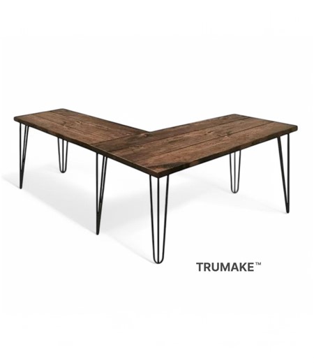 Rustic L-shaped Desk: Wood & Steel Hairpin Leg Corner Desk - Etsy Australia