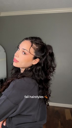 Cute Fall Hairstyles for Curly Hair | Pigtails & Braids Tutorial 🍁🍂🌻