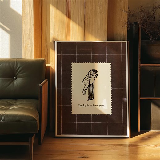 Mid-century Couples Poster: Vintage Love Stamp Anniversary Print - Etsy
