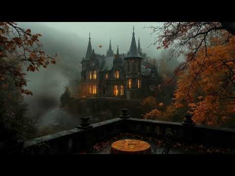 A Moody Autumn at Gothic Mansion by the Balcony | Relaxing Piano & Violin | Dark Academia Study