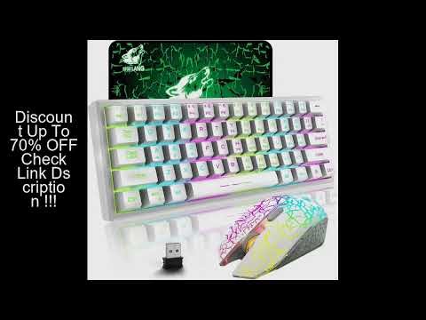 T61 Wireless Gaming Keyboard and Mouse Combo, Ergonomic 61 Key Rainbow LED Backlight Rechargeable 40