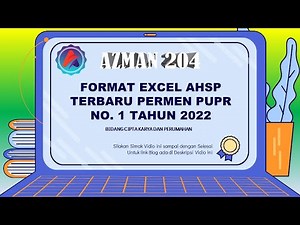 FORMAT EXCEL AHSP TERBARU | BIDANG CIPTA KARYA DAN PERUMAHAN PERMEN PUPR NO. 1 TAHUN 2022