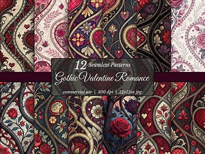 Gothic Valentine Digital Paper: Dark Romance Seamless Patterns (12x12, JPG Download) - Etsy