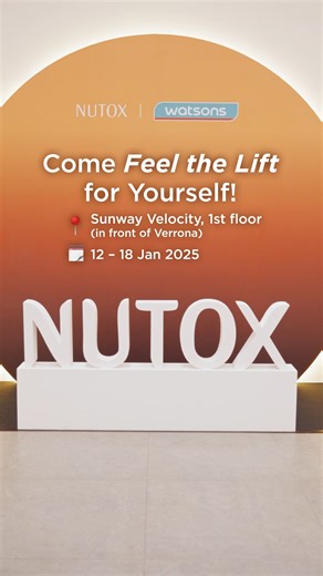 Join us at the Nutox Lifté Youth Concourse Experience with Watsons and discover visible lifting in just 3 minutes* at Sunway Velocity! ✨ 💫 4-station Lifté Youth experience 💫 Exclusive FREE gifts 💫 Instant lifting challenge 💫 GWP complimentary gifts & personalised engraving 💫 Gashapon surprises with any purchase From personalised skin analysis to hands-on product trials and exclusive rewards, every station is designed to let you see and feel the lift for yourself. 📍 Sunway Velocity, 1st flo