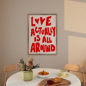 Love Actually is All Around Art Print Poster, Heart Valentine Trendy Retro Love Heart Illustration, Mid Century Print, Modern Kitchen Art - Etsy UK