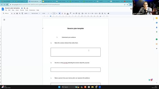 Session plan template explained