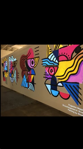 Lightware Labs / Projection Mapping / Dallas Ft Worth Texas on Instagram: "That one time we lit up a @kylesteed mural at @floccstudio with projection! #projectionmapping"