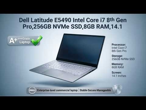 Dell Latitude E5490 intel Core i7 8th Gen Pro, 256GB Nvme SSD, 8GB RAM,14.1",Win 11 Pro OEM OS