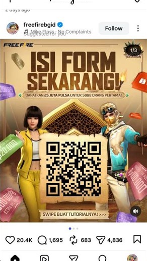 free fire QR code gift scan