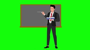 Download school teacher teaching in classroom at the blackboard and talking 4k cartoon animation for free