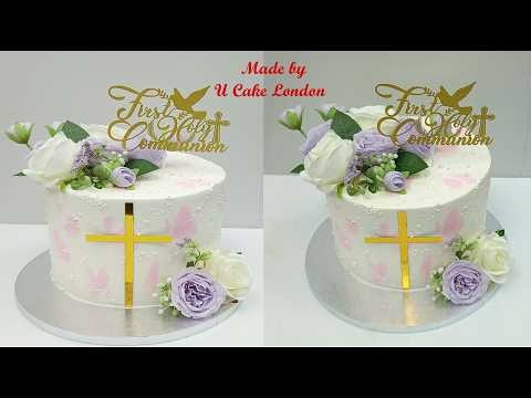 How to make a first holy communion cake with pink & purple