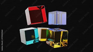 3d render of a set of colorful cubes