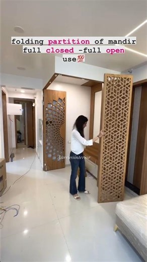 foldin partition of mandir full close/ full open use #slidingdoor #glassdivider #homedecor
