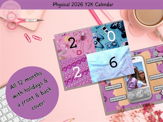 Retro 2000s Monthly Hanging Calendar