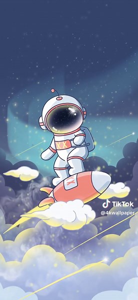 Aesthetic Cartoon Astronaut in Space | Live Wallpaper