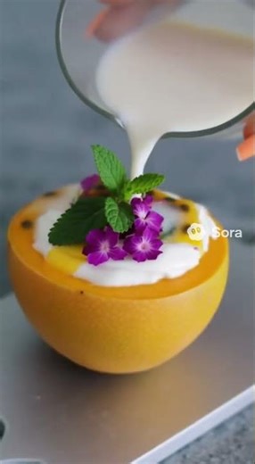 The most heavenly coconut mango custard ever! #TropicalDessert 🥭