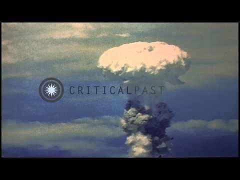 Images from inside the B-29 bomber "Bockscar" as it drops the atomic bomb on Naga...HD Stock Footage