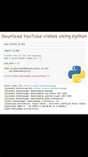 download YouTube videos using python #codeprep #motivation #learntocode #ai #education #programming