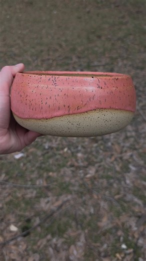 coral pink speckled stoneware planter pot #pottery #ceramics #artshorts #handmadeplanter #decor