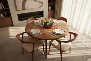 Handcrafted Round Walnut Dining Table: Rustic Solid Wood Furniture, Kitchen Dining Table Walnut Wood - Etsy