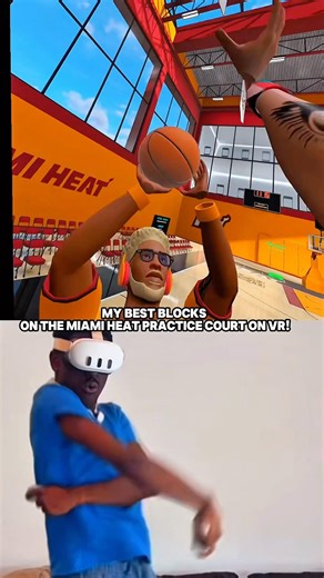 My best blocks on the Miami Heat practice court ￼in vr 🔥 #gymclassvr #vr #gaming #vrgaming #fyp