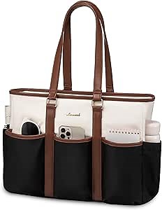 LOVEVOOK Teacher Tote Bag for Women Work, Nurse Laptop Bag for Women, Utility Everything Tote For Work/Travel/College/Daily, Professional Computer Purse Large Handbag With Multi Pockets