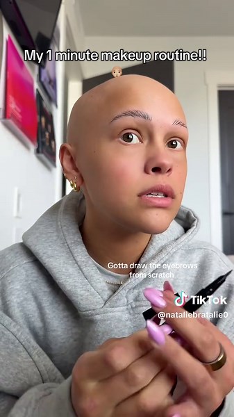 Mastered the craft of drawing eyebrows in under 30 seconds hahaha I used the @Anastasia Beverly Hills brow pen for my brows and @Maybelline NY eye pencil for my eyeliner!! ❤️ #fyp #utah #eyebrows #makeup #bald #alopecia #grwm #makeuproutine